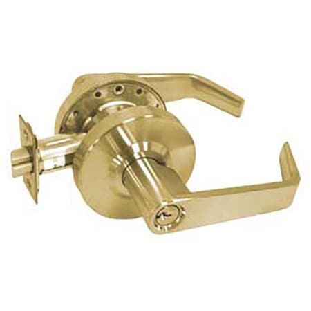 Tell Grade 2 Cylindrical Lock, Storeroom, Lever, Bright Brass, 2-3/4 Inch Backset, Conventional Cylinder L2080-US3